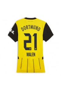 Borussia Dortmund Donyell Malen #21 Voetbaltruitje Thuis tenue Dames 2024-25 Korte Mouw